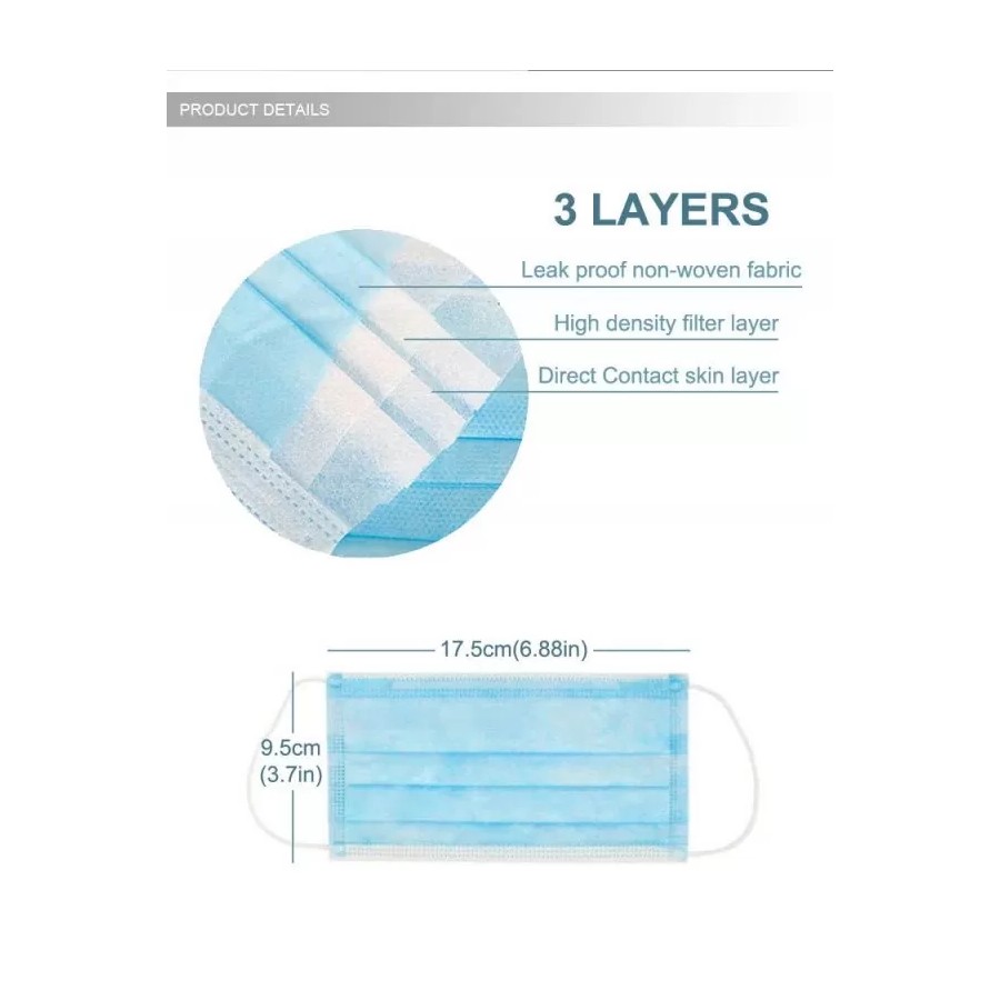 Disposable Mask, blue color, 3 layers